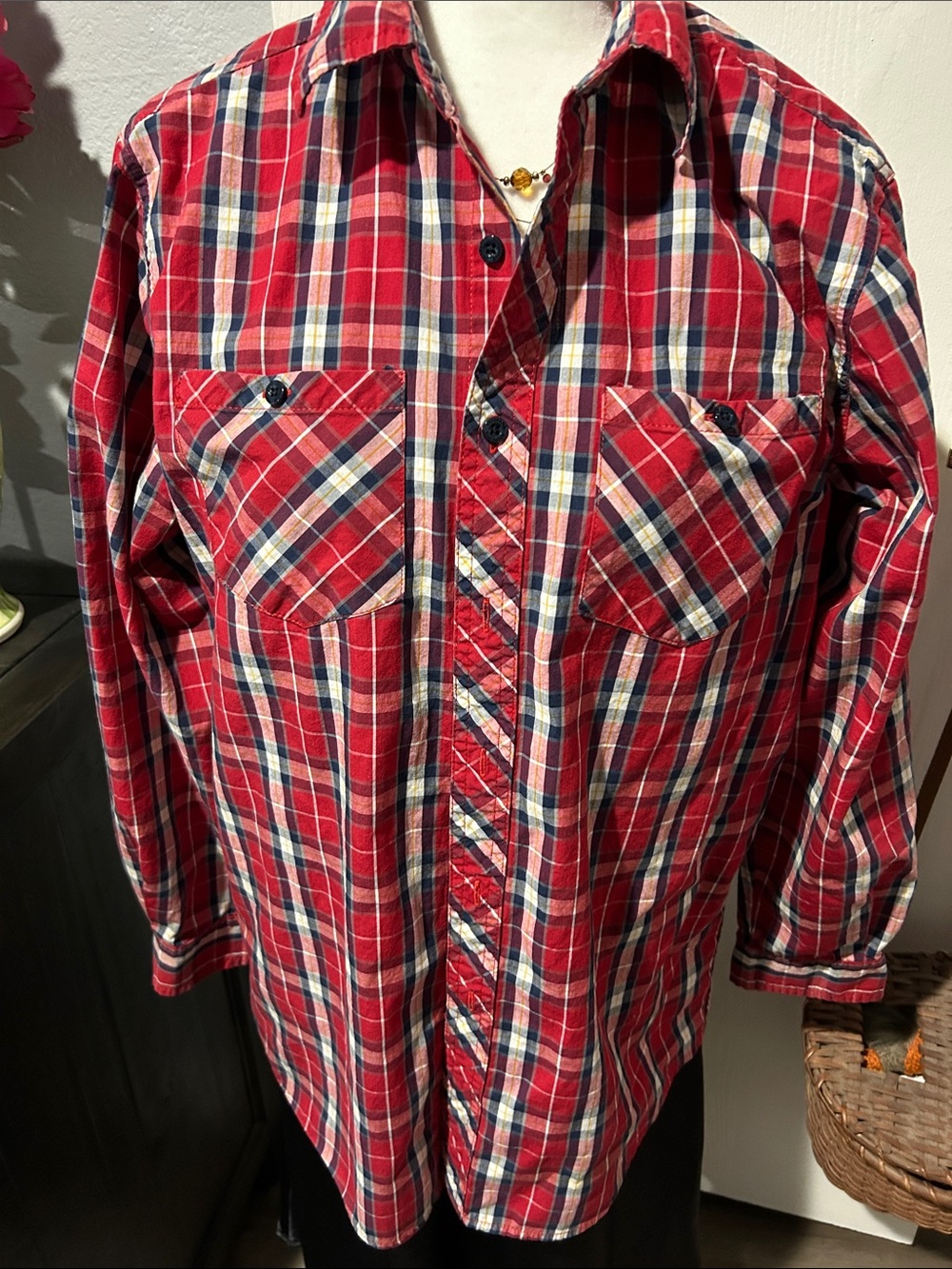 Akademiks Red Plaid Button-Down Shirt